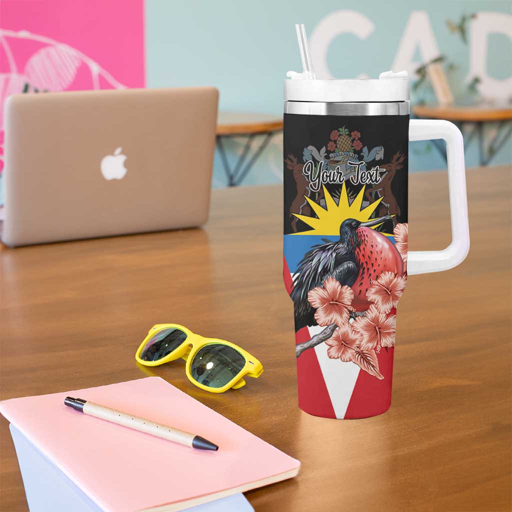 Personalized Antigua and Barbuda Tumbler With Handle Magnificent Frigatebird Hibiscus - Wonder Print Shop