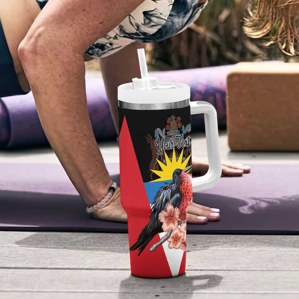 Personalized Antigua and Barbuda Tumbler With Handle Magnificent Frigatebird Hibiscus - Wonder Print Shop