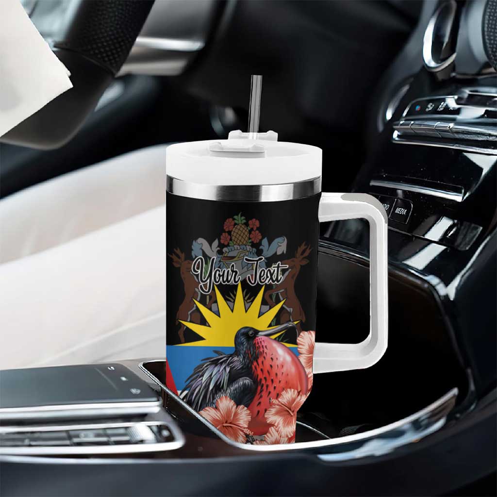 Personalized Antigua and Barbuda Tumbler With Handle Magnificent Frigatebird Hibiscus - Wonder Print Shop