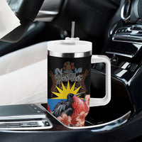 Personalized Antigua and Barbuda Tumbler With Handle Magnificent Frigatebird Hibiscus - Wonder Print Shop