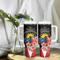 Personalized Antigua and Barbuda Tumbler With Handle Magnificent Frigatebird Hibiscus - Wonder Print Shop