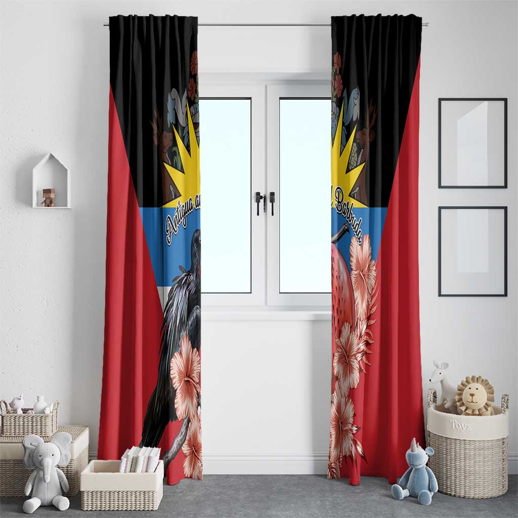 Antigua and Barbuda Window Curtain Magnificent Frigatebird Hibiscus - Wonder Print Shop