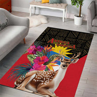 Antigua and Barbuda Area Rug Fallow Deer Tropical Bouquet - Wonder Print Shop