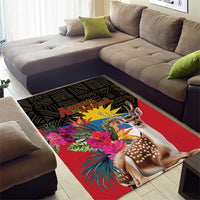 Antigua and Barbuda Area Rug Fallow Deer Tropical Bouquet - Wonder Print Shop