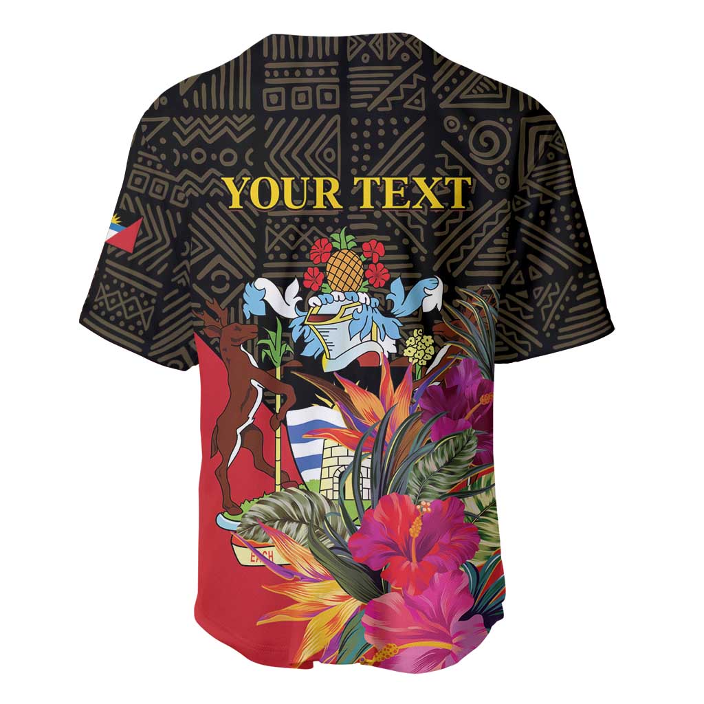 Personalized Antigua and Barbuda Baseball Jersey Fallow Deer Tropical Bouquet - Wonder Print Shop