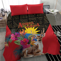 Antigua and Barbuda Bedding Set Fallow Deer Tropical Bouquet - Wonder Print Shop