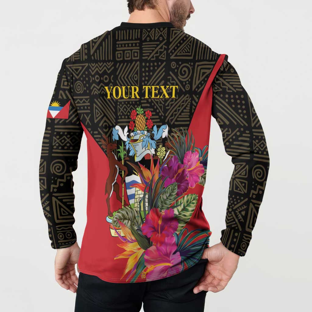 Personalized Antigua and Barbuda Button Sweatshirt Fallow Deer Tropical Bouquet - Wonder Print Shop