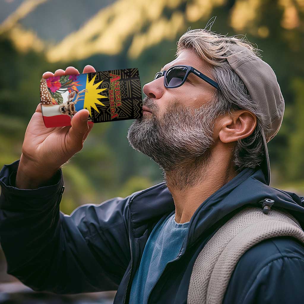 Personalized Antigua and Barbuda 4 in 1 Can Cooler Tumbler Fallow Deer Tropical Bouquet - Wonder Print Shop