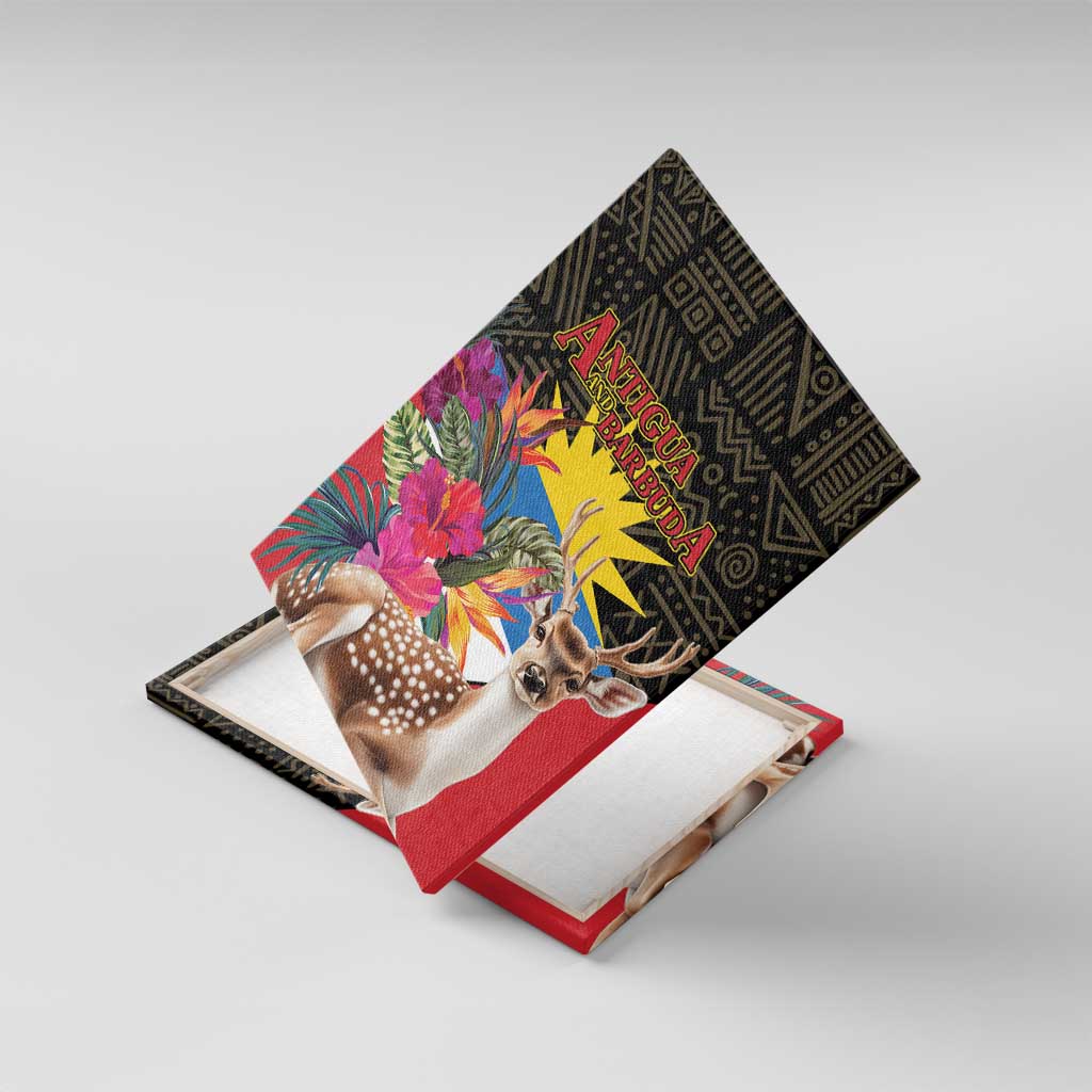 Antigua and Barbuda Canvas Wall Art Fallow Deer Tropical Bouquet - Wonder Print Shop