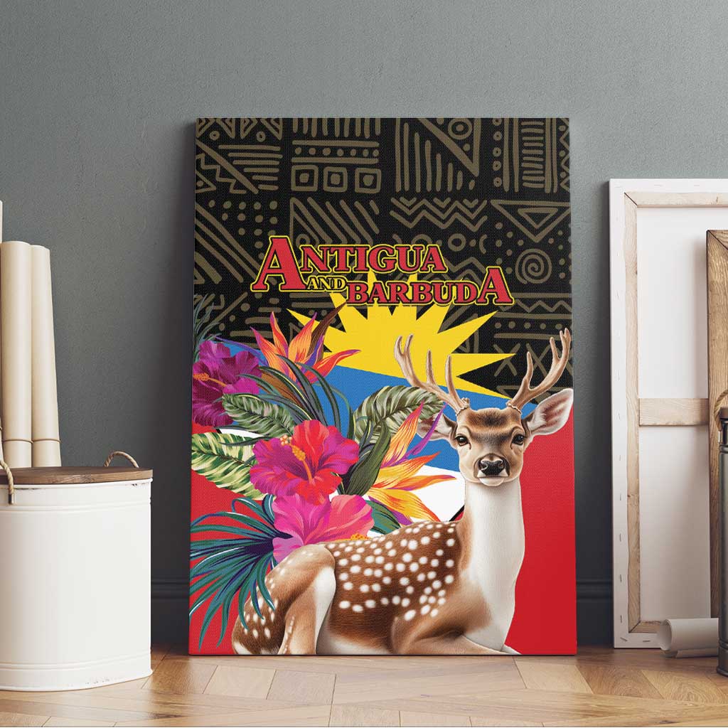 Antigua and Barbuda Canvas Wall Art Fallow Deer Tropical Bouquet - Wonder Print Shop