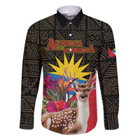 Personalized Antigua and Barbuda Family Matching Long Sleeve Bodycon Dress and Hawaiian Shirt Fallow Deer Tropical Bouquet - Wonder Print Shop