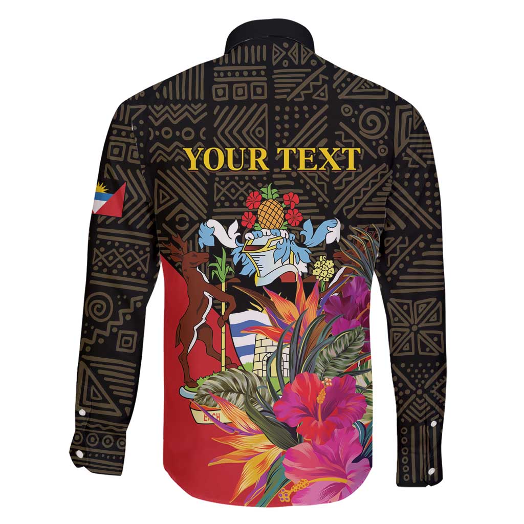 Personalized Antigua and Barbuda Family Matching Short Sleeve Bodycon Dress and Hawaiian Shirt Fallow Deer Tropical Bouquet - Wonder Print Shop