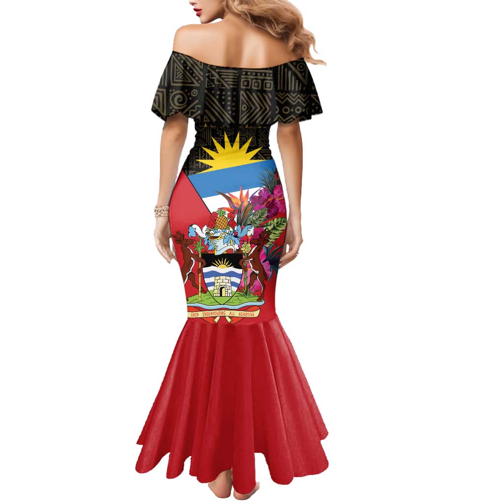 Personalized Antigua and Barbuda Mermaid Dress Fallow Deer Tropical Bouquet - Wonder Print Shop