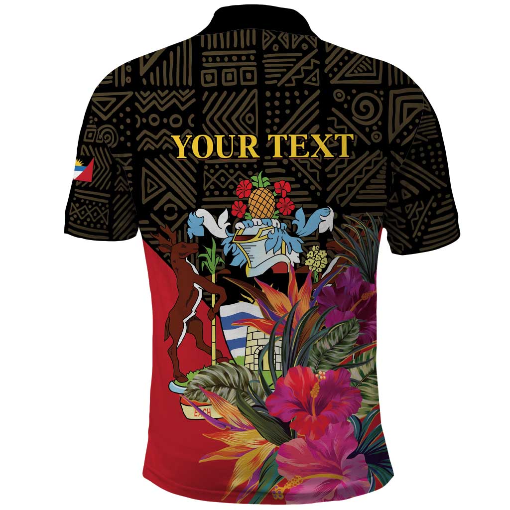 Personalized Antigua and Barbuda Polo Shirt Fallow Deer Tropical Bouquet - Wonder Print Shop