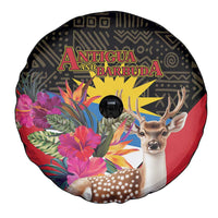 Antigua and Barbuda Spare Tire Cover Fallow Deer Tropical Bouquet - Wonder Print Shop