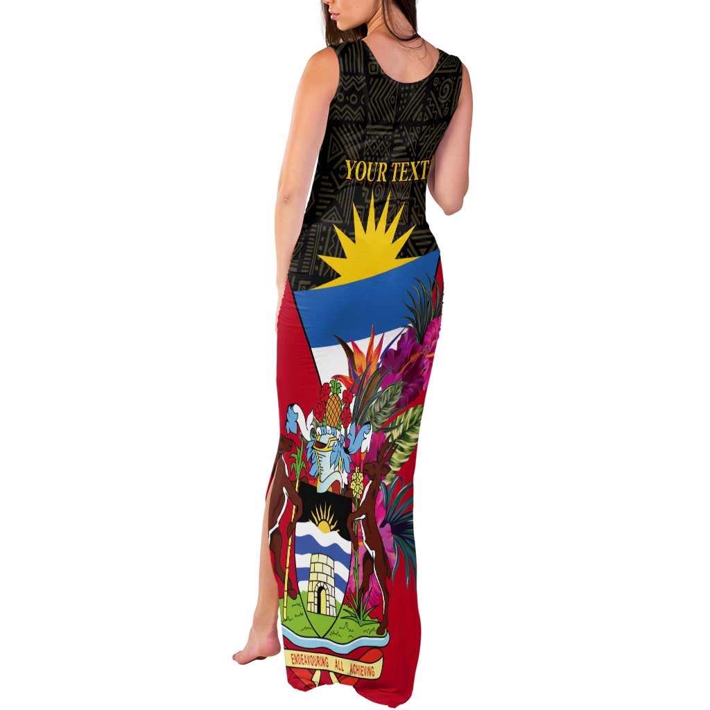 Personalized Antigua and Barbuda Tank Maxi Dress Fallow Deer Tropical Bouquet - Wonder Print Shop