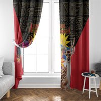 Antigua and Barbuda Window Curtain Fallow Deer Tropical Bouquet - Wonder Print Shop