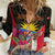 Personalized Antigua and Barbuda Women Casual Shirt Fallow Deer Tropical Bouquet - Wonder Print Shop
