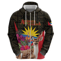 Personalized Antigua and Barbuda Zip Hoodie Fallow Deer Tropical Bouquet - Wonder Print Shop