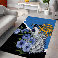 Estonia Area Rug Grey Wolf Cyanus Flowers - Wonder Print Shop