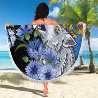 Estonia Beach Blanket Grey Wolf Cyanus Flowers - Wonder Print Shop