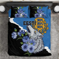 Estonia Bedding Set Grey Wolf Cyanus Flowers - Wonder Print Shop
