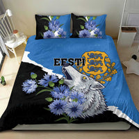 Estonia Bedding Set Grey Wolf Cyanus Flowers - Wonder Print Shop