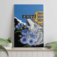 Estonia Canvas Wall Art Grey Wolf Cyanus Flowers - Wonder Print Shop
