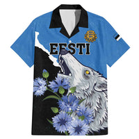 Personalised Estonia Family Matching Mermaid Dress and Hawaiian Shirt Grey Wolf Cyanus Flowers - Wonder Print Shop