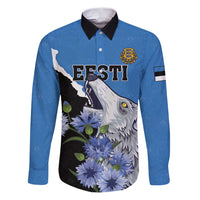 Personalised Estonia Family Matching Puletasi and Hawaiian Shirt Grey Wolf Cyanus Flowers - Wonder Print Shop