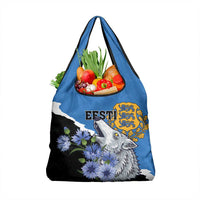 Estonia Grocery Bag Grey Wolf Cyanus Flowers