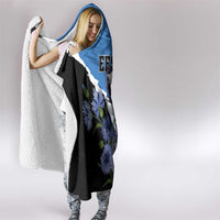 Estonia Hooded Blanket Grey Wolf Cyanus Flowers