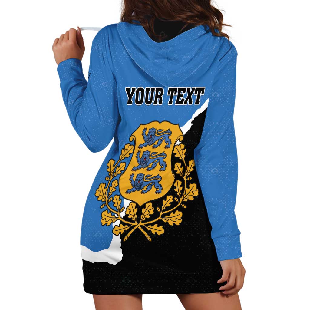 Personalised Estonia Hoodie Dress Grey Wolf Cyanus Flowers - Wonder Print Shop