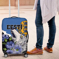 Estonia Luggage Cover Grey Wolf Cyanus Flowers - Wonder Print Shop