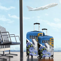 Estonia Luggage Cover Grey Wolf Cyanus Flowers - Wonder Print Shop