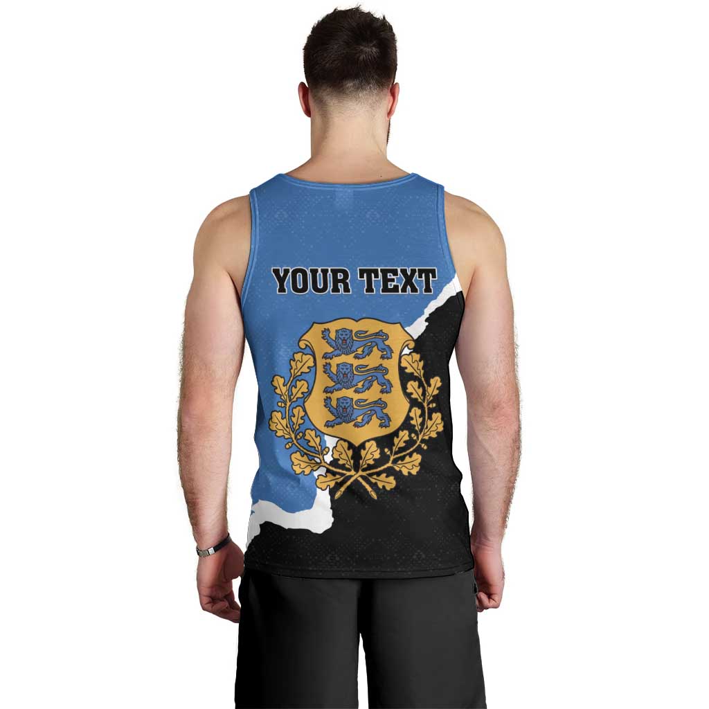 Personalised Estonia Men Tank Top Grey Wolf Cyanus Flowers - Wonder Print Shop