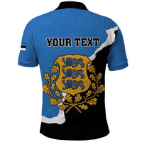 Personalised Estonia Polo Shirt Grey Wolf Cyanus Flowers - Wonder Print Shop