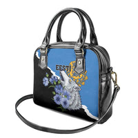 Estonia Shoulder Handbag Grey Wolf Cyanus Flowers