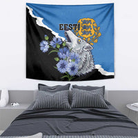 Estonia Tapestry Grey Wolf Cyanus Flowers - Wonder Print Shop