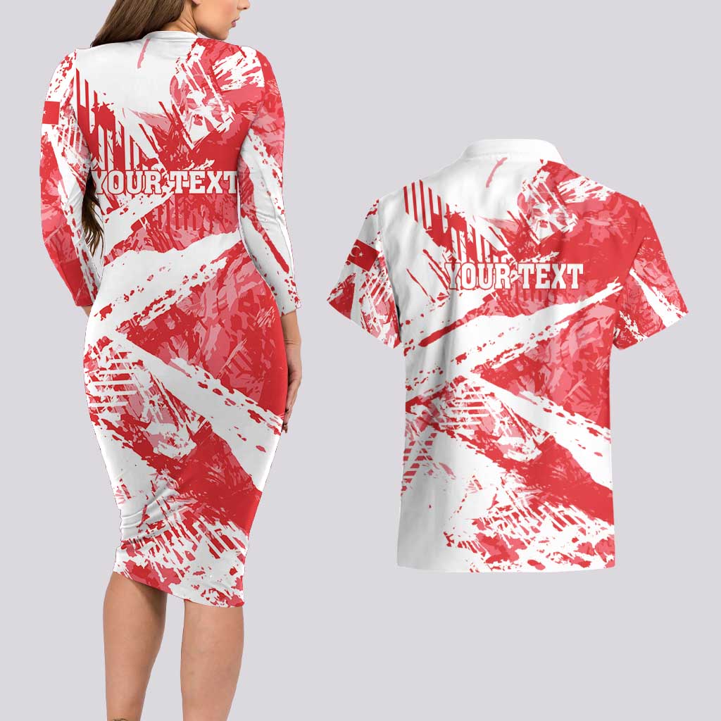 Personalised Turkey Couples Matching Long Sleeve Bodycon Dress and Hawaiian Shirt Turkiye Map Unique Grunge - Wonder Print Shop