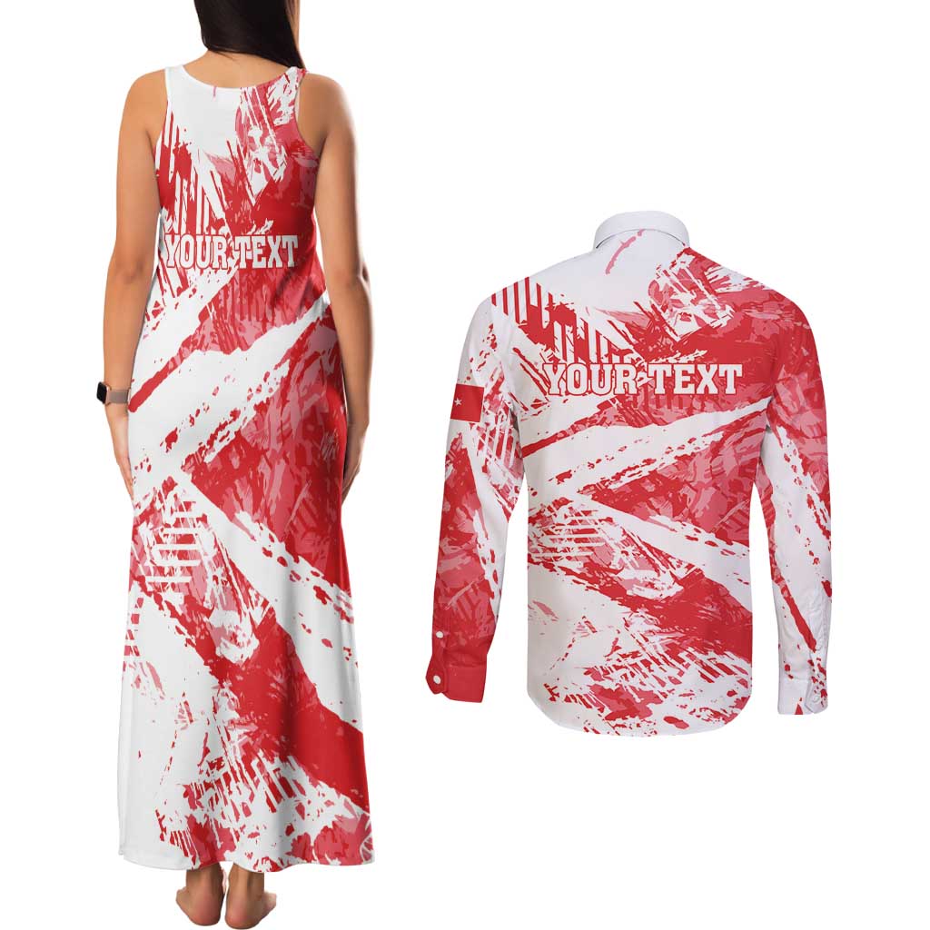 Personalised Turkey Couples Matching Tank Maxi Dress and Long Sleeve Button Shirt Turkiye Map Unique Grunge - Wonder Print Shop