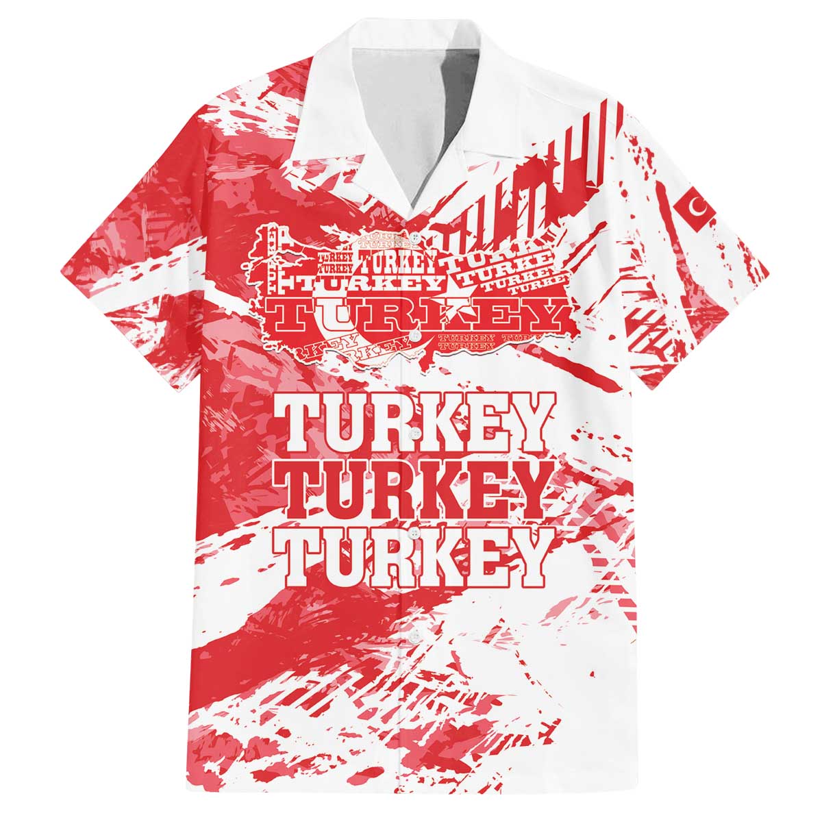 Personalised Turkey Family Matching Off The Shoulder Long Sleeve Dress and Hawaiian Shirt Turkiye Map Unique Grunge - Wonder Print Shop