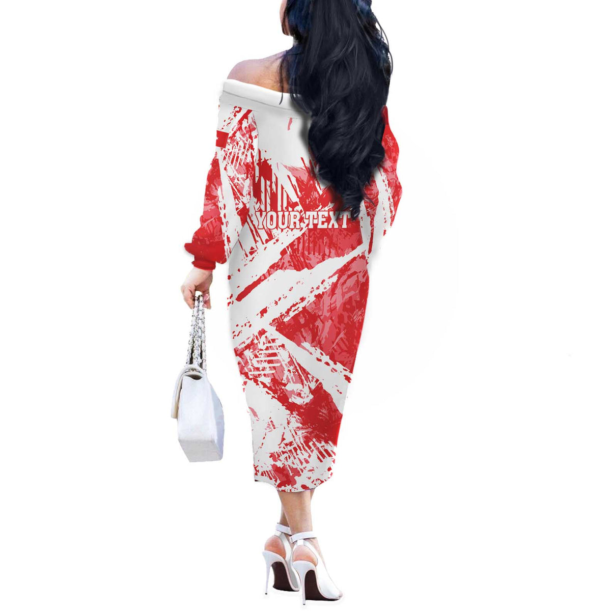 Personalised Turkey Off The Shoulder Long Sleeve Dress Turkiye Map Unique Grunge - Wonder Print Shop