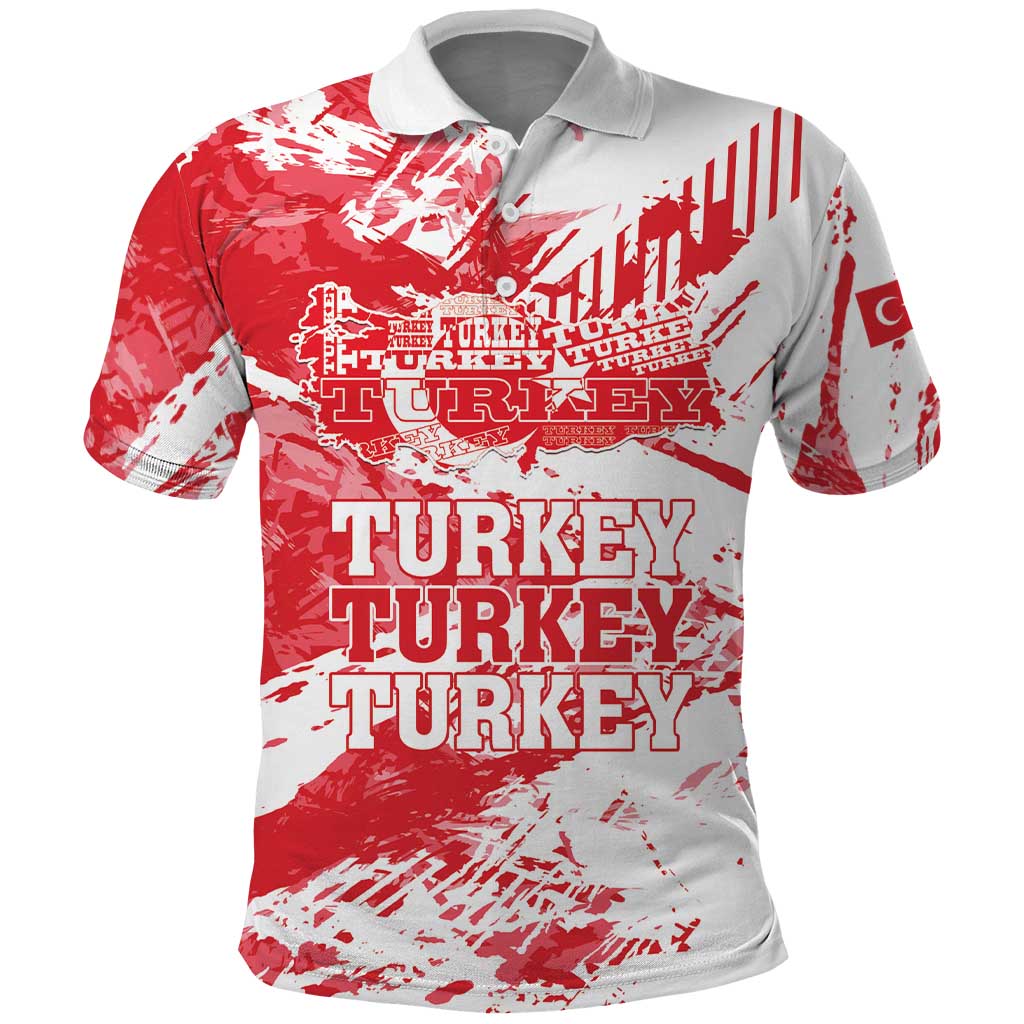 Personalised Turkey Polo Shirt Turkiye Map Unique Grunge - Wonder Print Shop