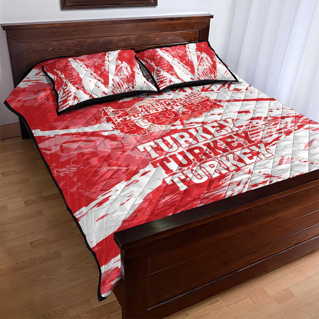 Turkey Quilt Bed Set Turkiye Map Unique Grunge - Wonder Print Shop