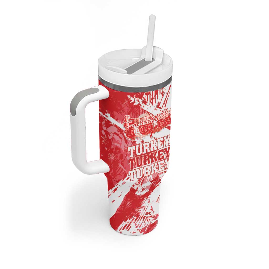 Personalised Turkey Tumbler With Handle Turkiye Map Unique Grunge - Wonder Print Shop