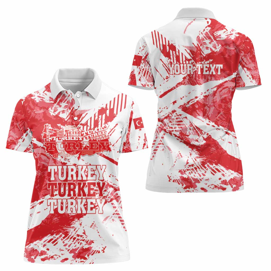 Personalised Turkey Women Polo Shirt Turkiye Map Unique Grunge - Wonder Print Shop