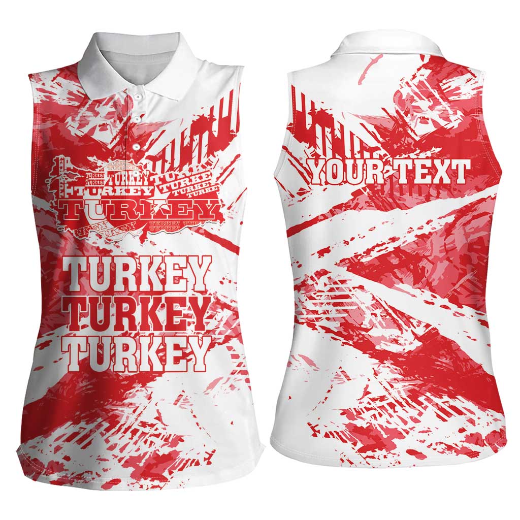 Personalised Turkey Women Sleeveless Polo Shirt Turkiye Map Unique Grunge - Wonder Print Shop