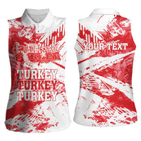 Personalised Turkey Women Sleeveless Polo Shirt Turkiye Map Unique Grunge - Wonder Print Shop