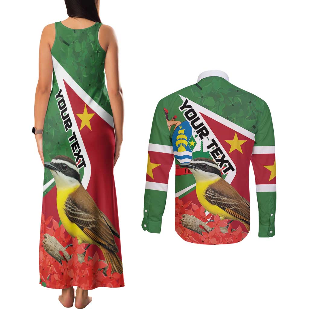 Personalized Suriname Couples Matching Tank Maxi Dress and Long Sleeve Button Shirt Gerechtigheid Vroomheid Vertrouwen - Wonder Print Shop
